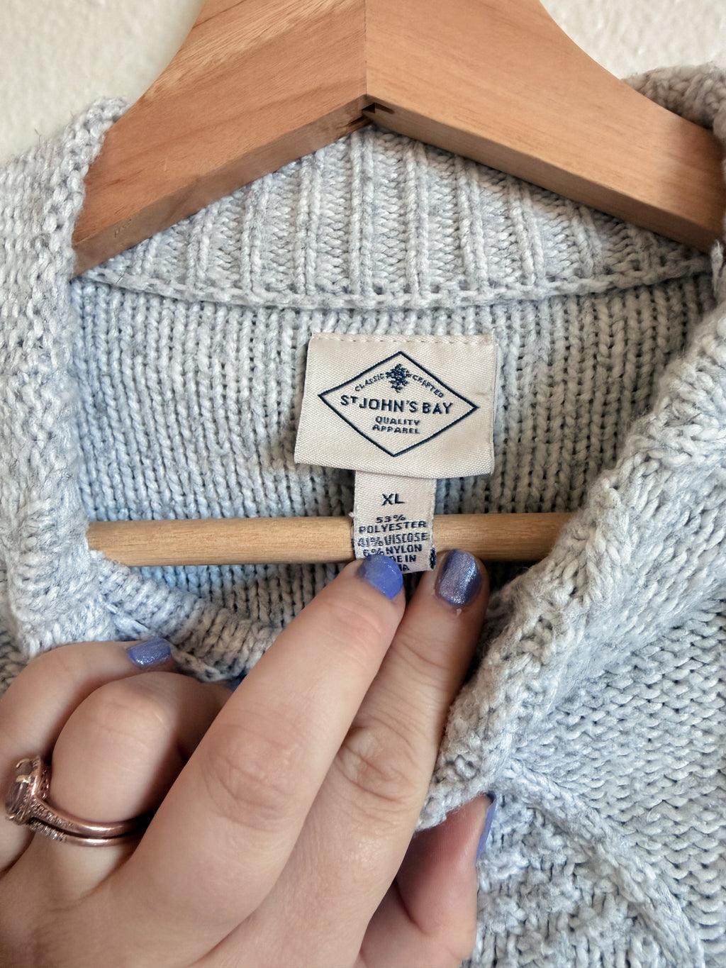 Grey Cable-Knit Mock Neck - Size XL