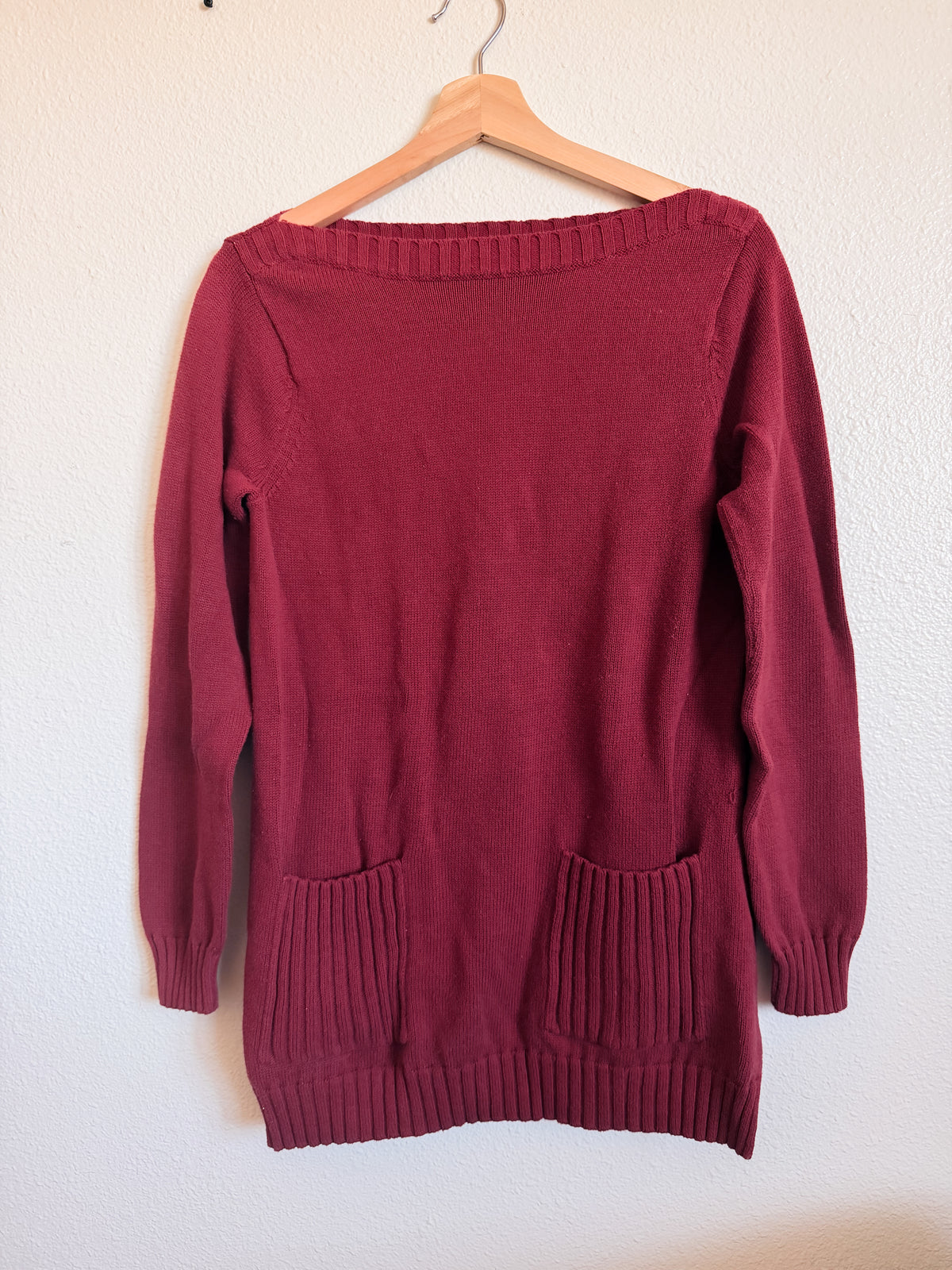 Red Boatneck Sweater - Size S