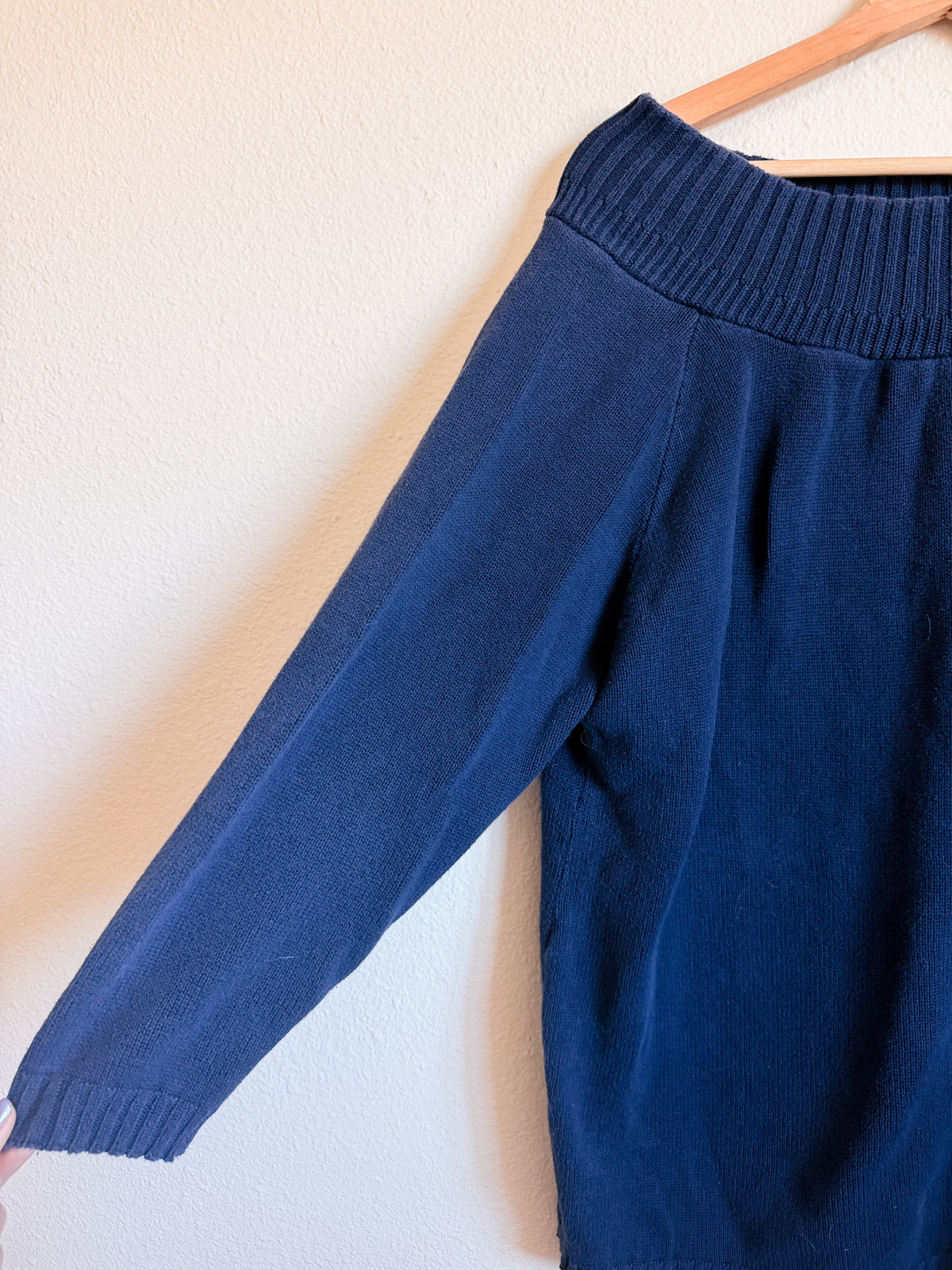 Navy Blue Boatneck Sweater - Size L