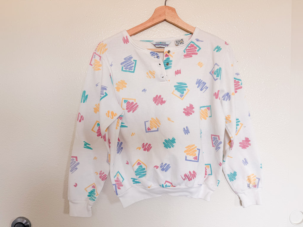 90s Crewneck Button Up - Size M