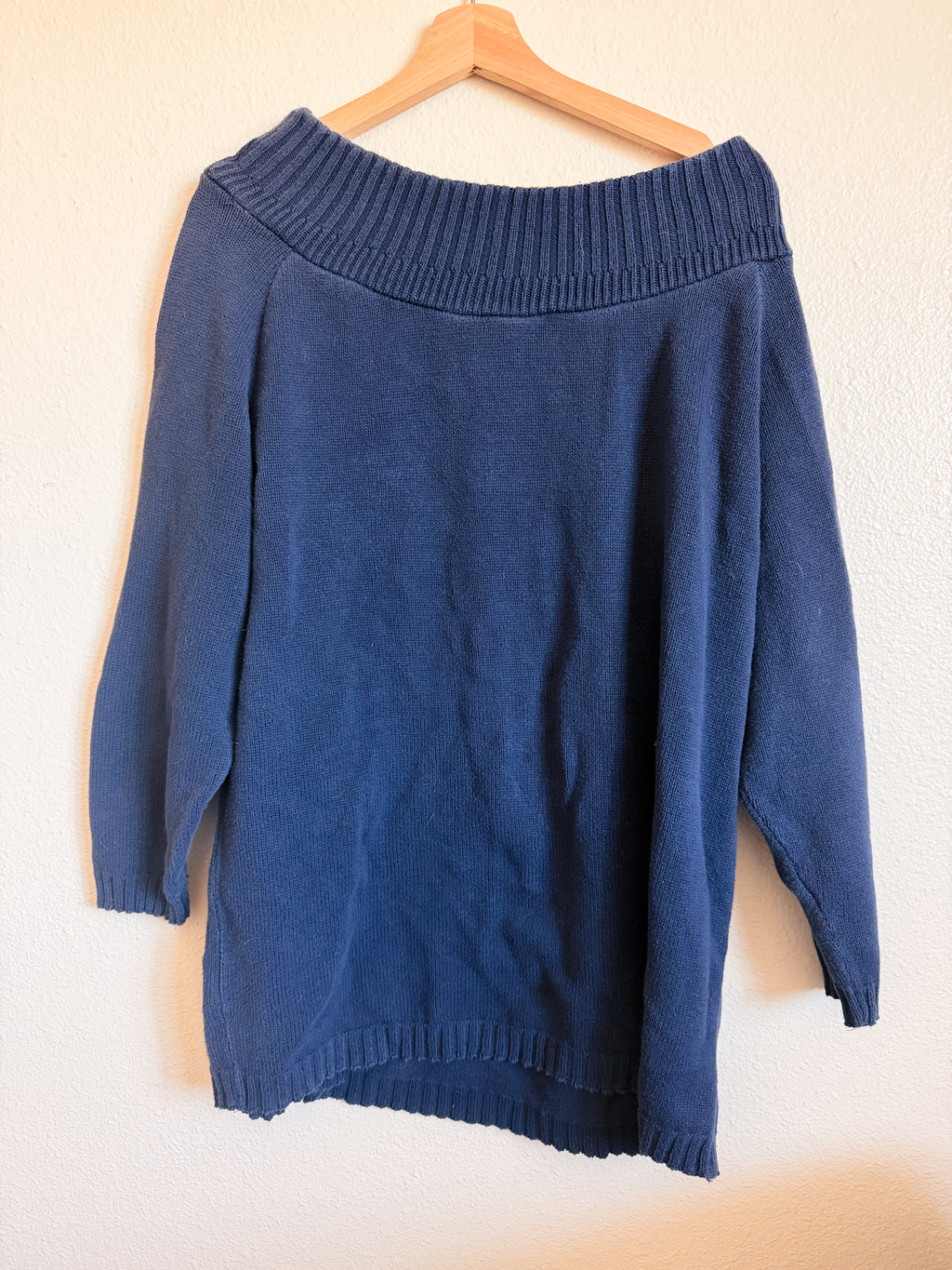 Navy Blue Boatneck Sweater - Size L