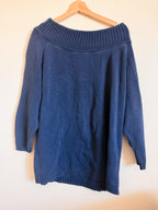 Navy Blue Boatneck Sweater - Size L