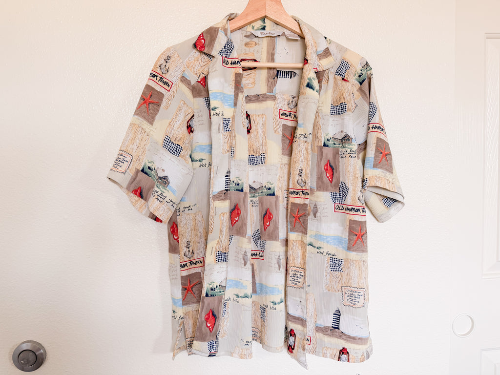 Vintage Coastal Button Up - Size 8