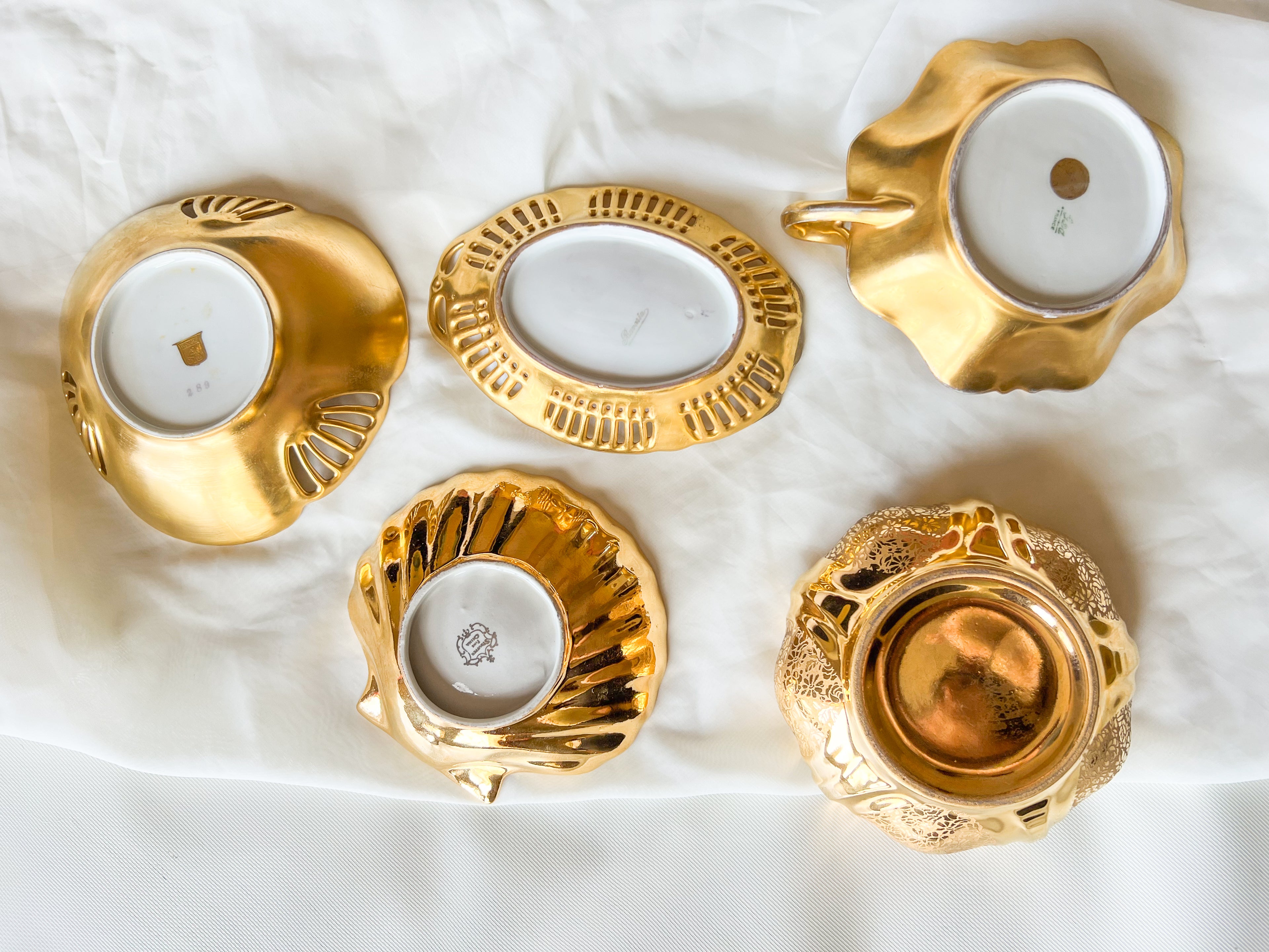 Gold Painted Porcelain Dishes