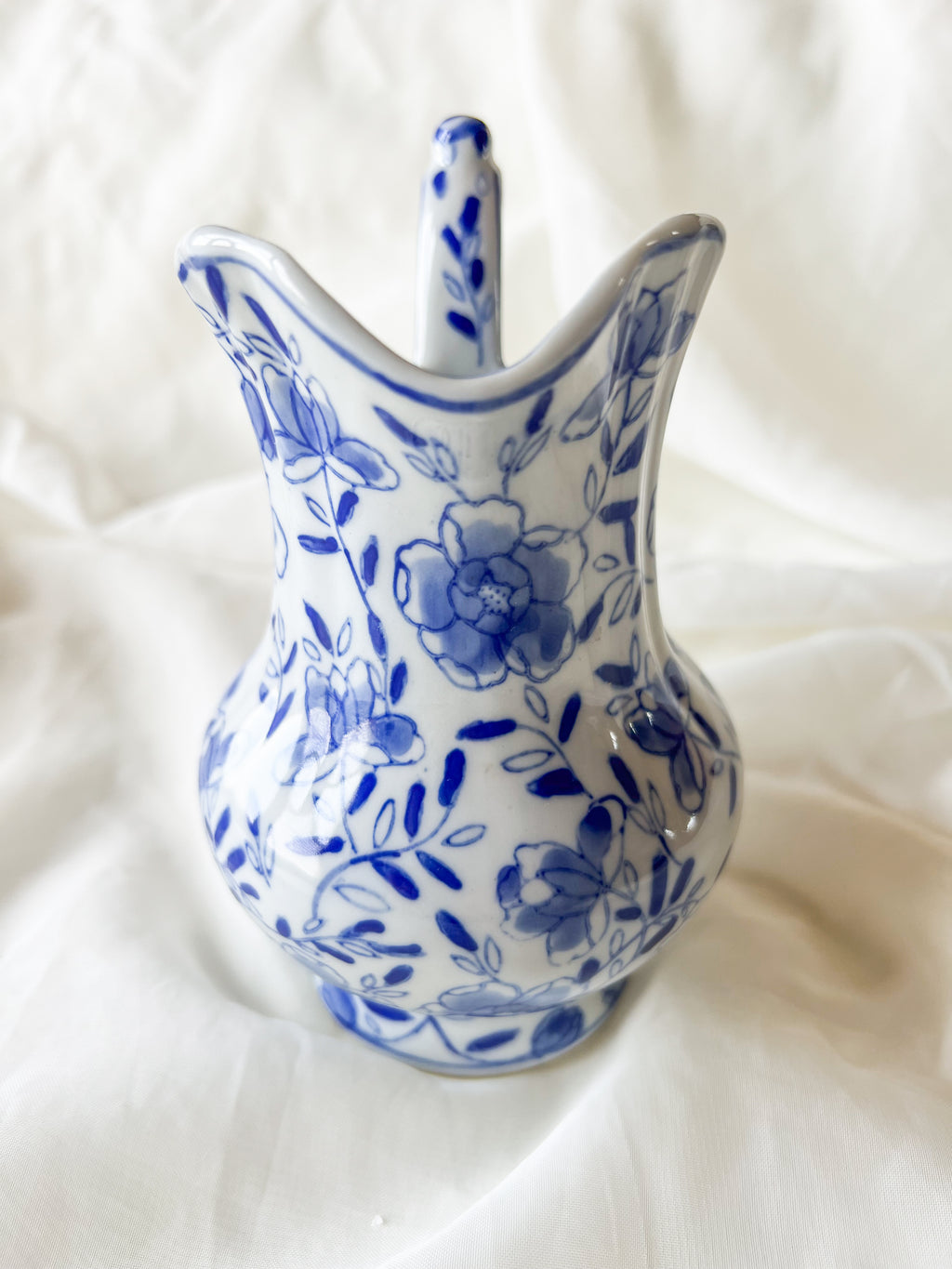 Little Blue and White Floral Pitcher