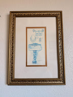 Blue and White Framed Bathroom Print