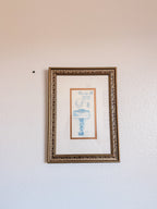 Blue and White Framed Bathroom Print