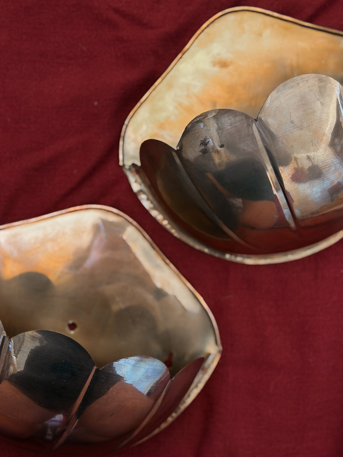 Pair of Scalloped Brass Wall Hangings
