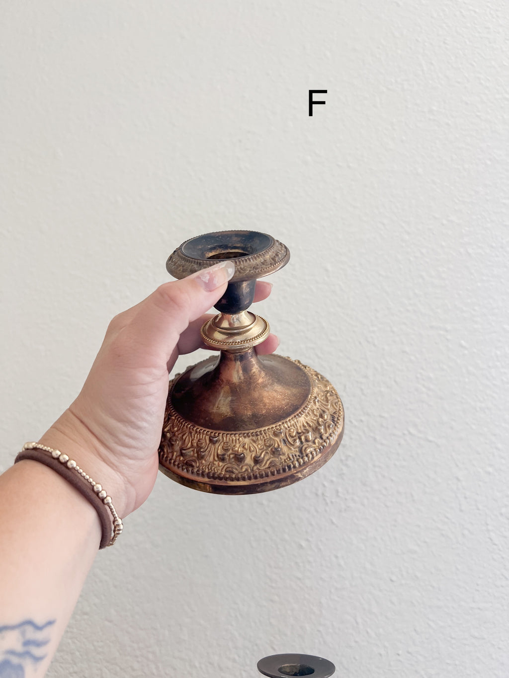 Mismatched Brass Candleholders