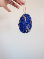 Blue and Gold Beaded Ornament