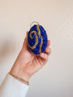 Blue and Gold Beaded Ornament