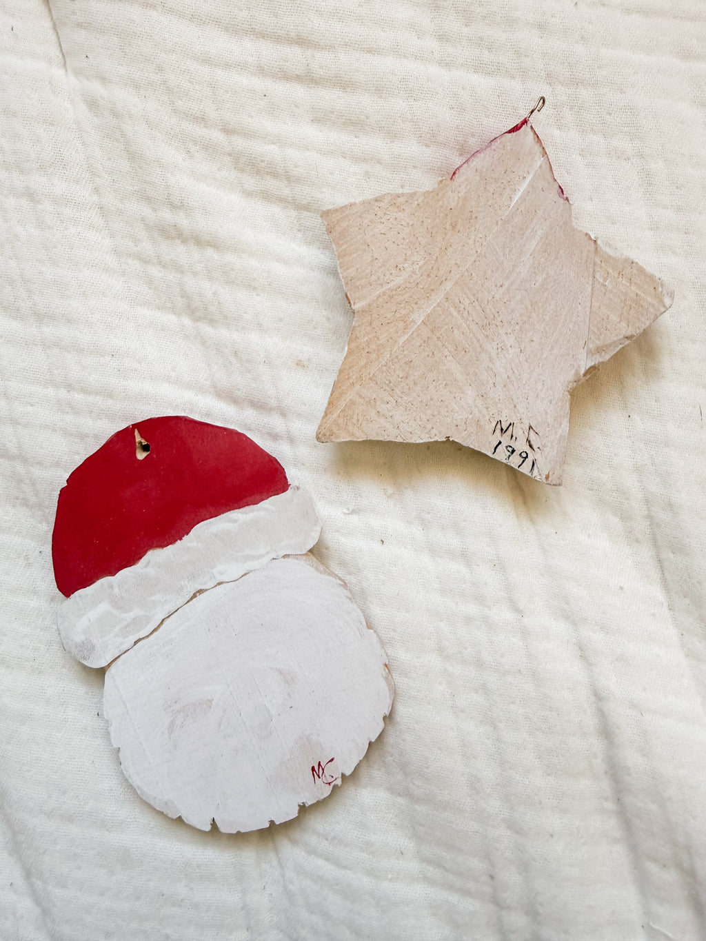 Hand Carved Santa Ornaments