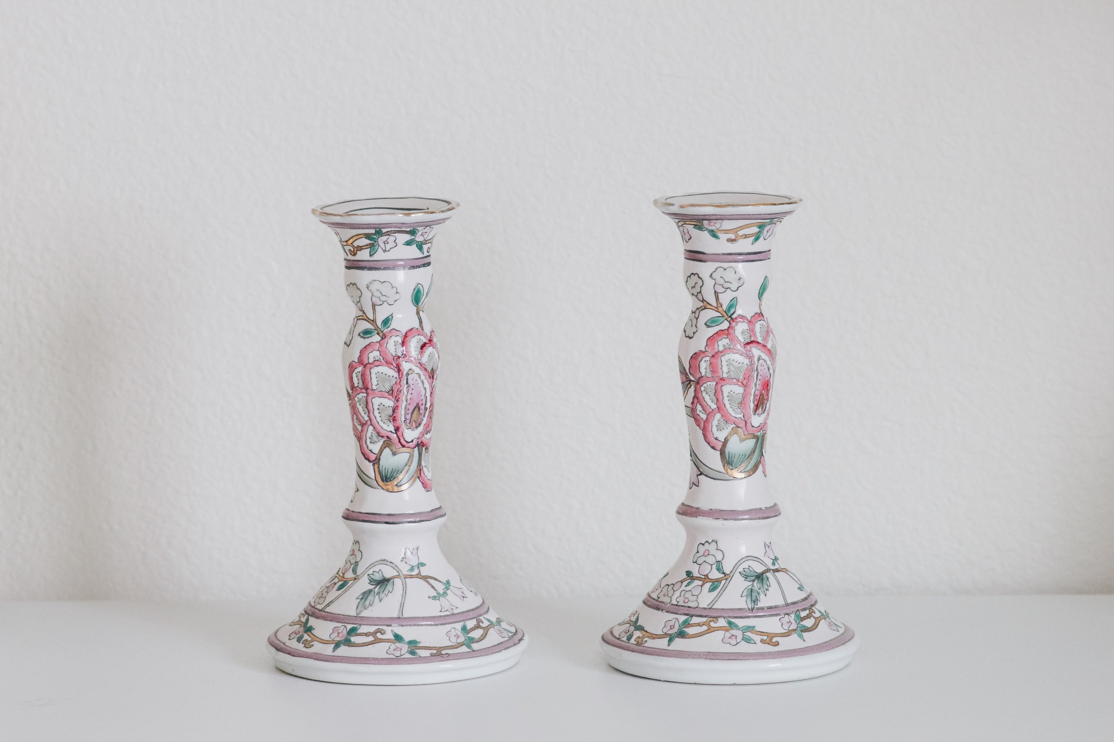 Painted Floral Candle Holders