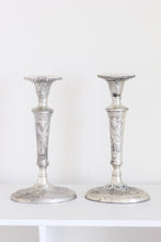 Load image into Gallery viewer, Ornate Silver Candle Holders
