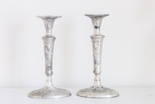 Load image into Gallery viewer, Ornate Silver Candle Holders
