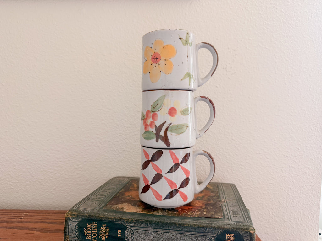 Hand-Painted Floral Mug Set