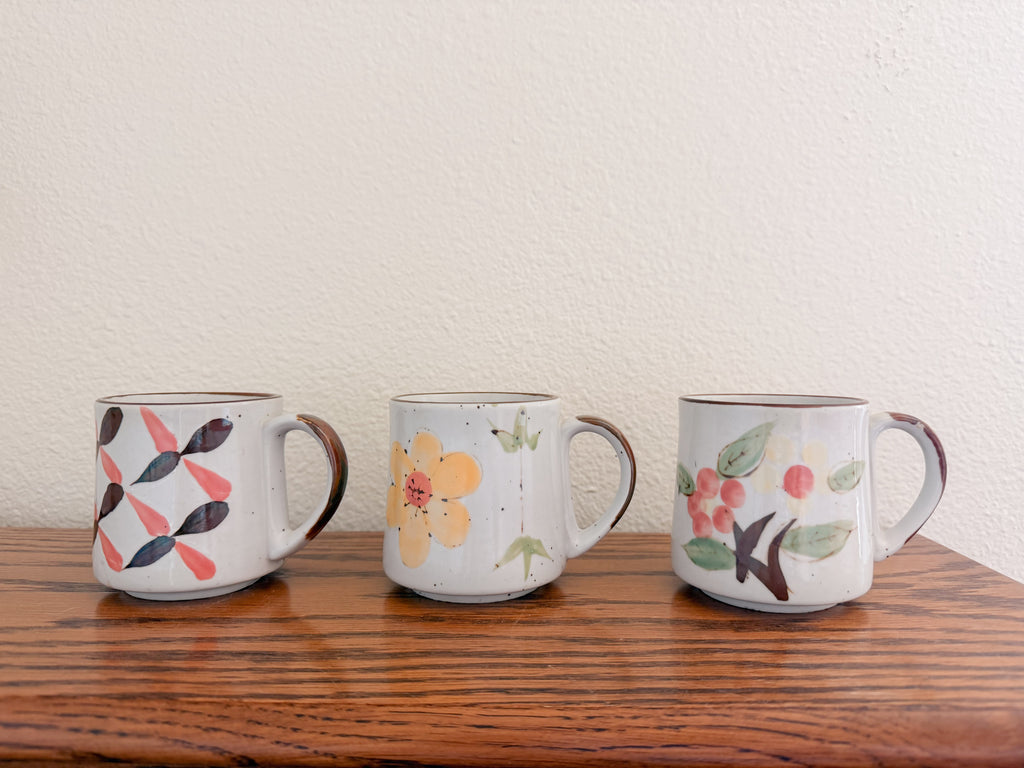 Hand-Painted Floral Mug Set