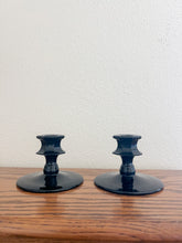 Load image into Gallery viewer, Pair of Black Glass Candle Holders
