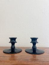 Load image into Gallery viewer, Pair of Black Glass Candle Holders
