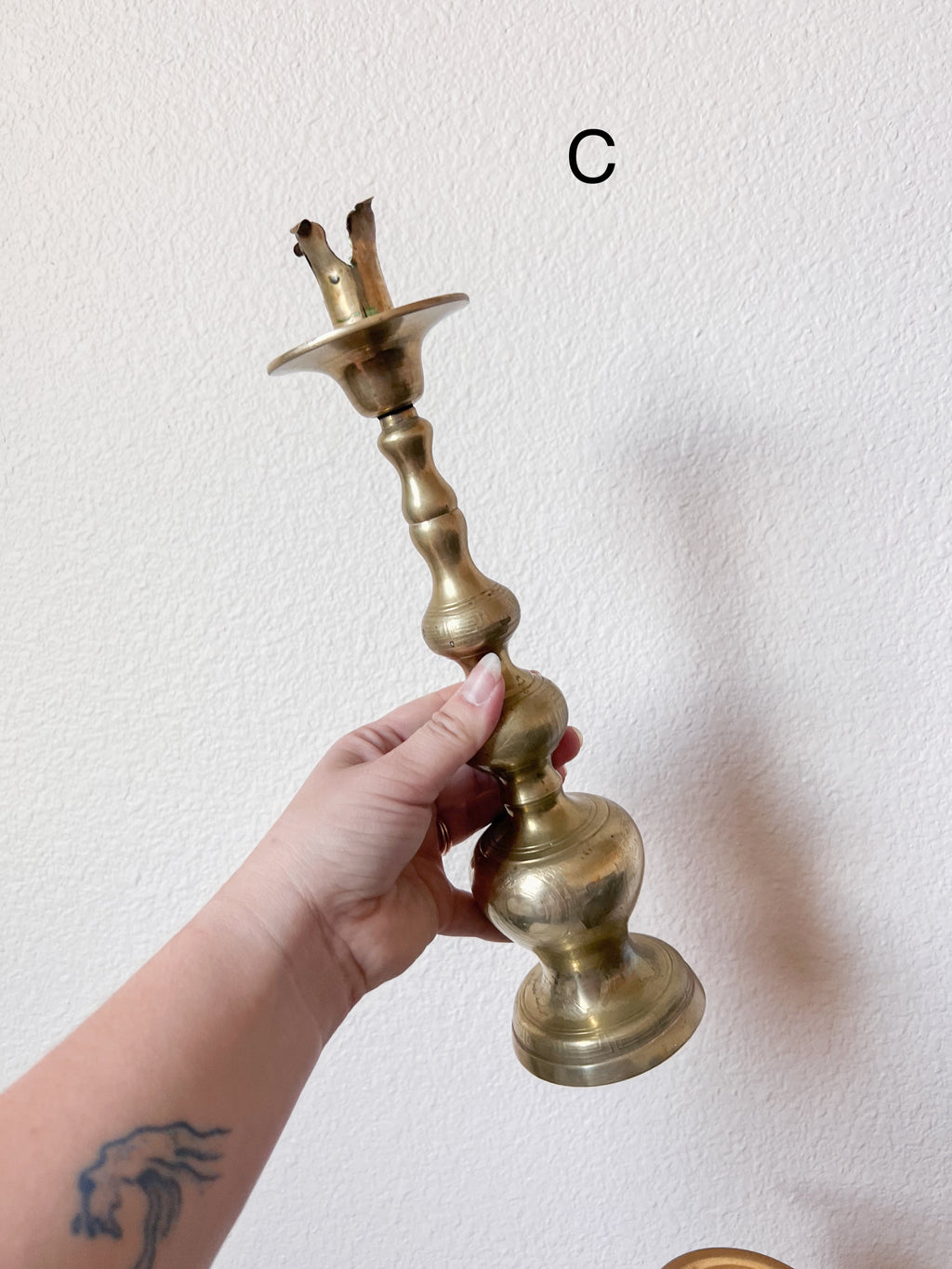 Mismatched Brass Candleholders