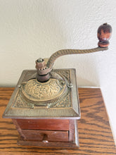 Load image into Gallery viewer, Wood and Brass Coffee Grinder
