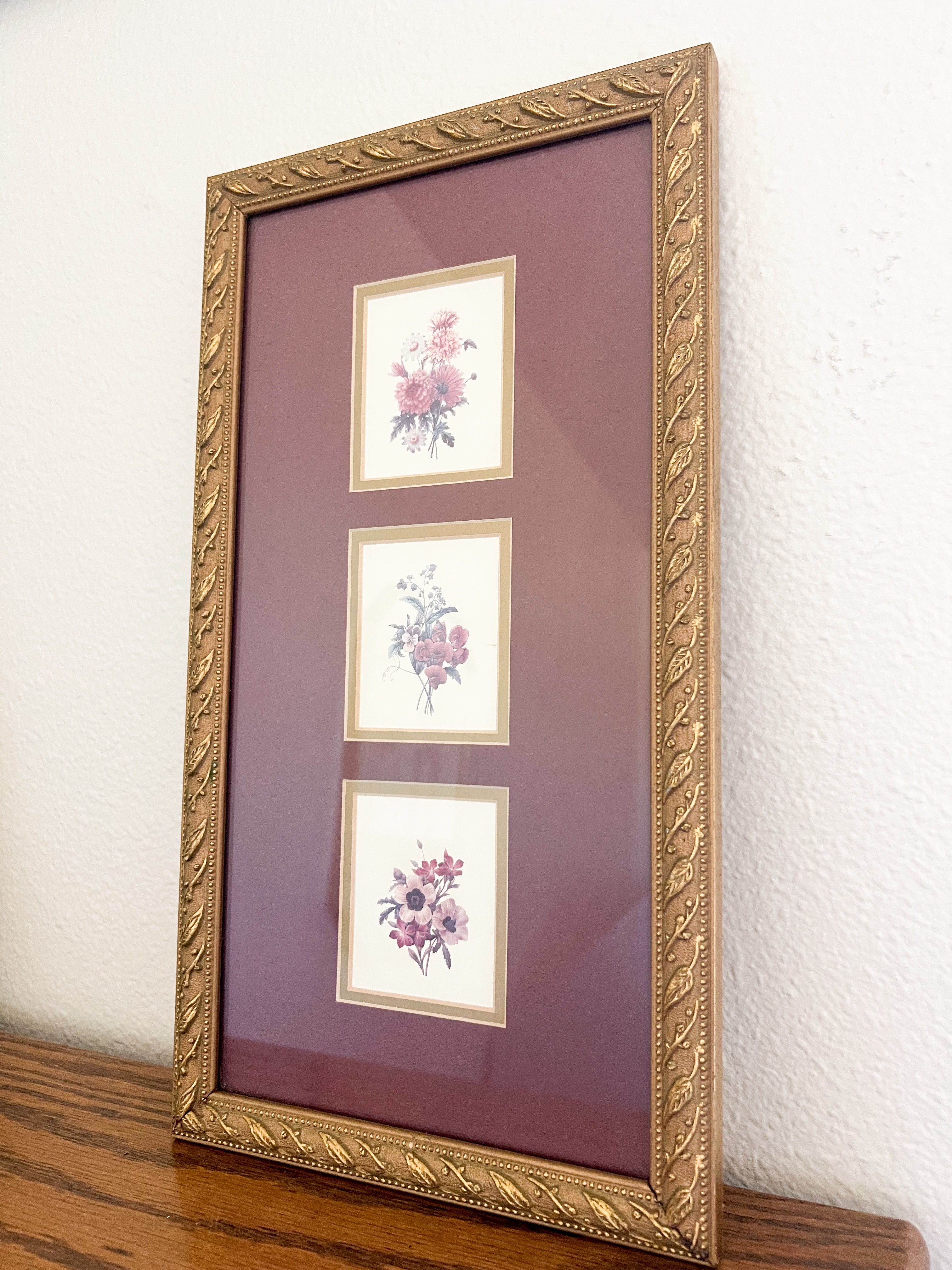 Framed Floral Triptych