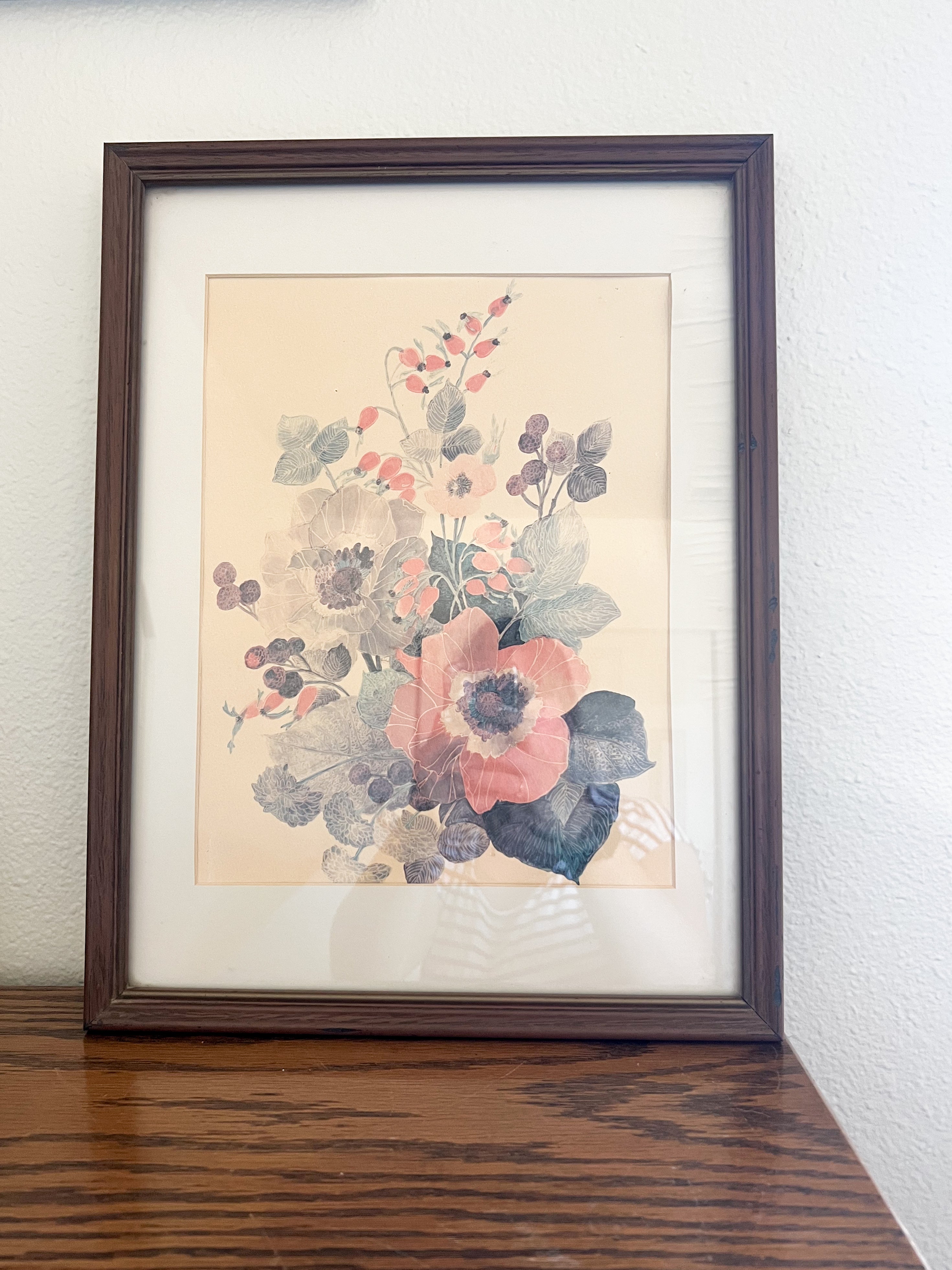 Framed Floral Lithograph Print