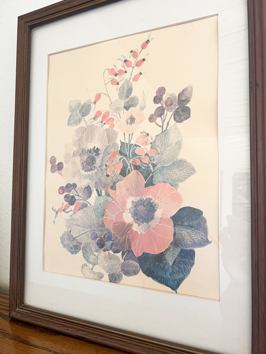 Framed Floral Lithograph Print