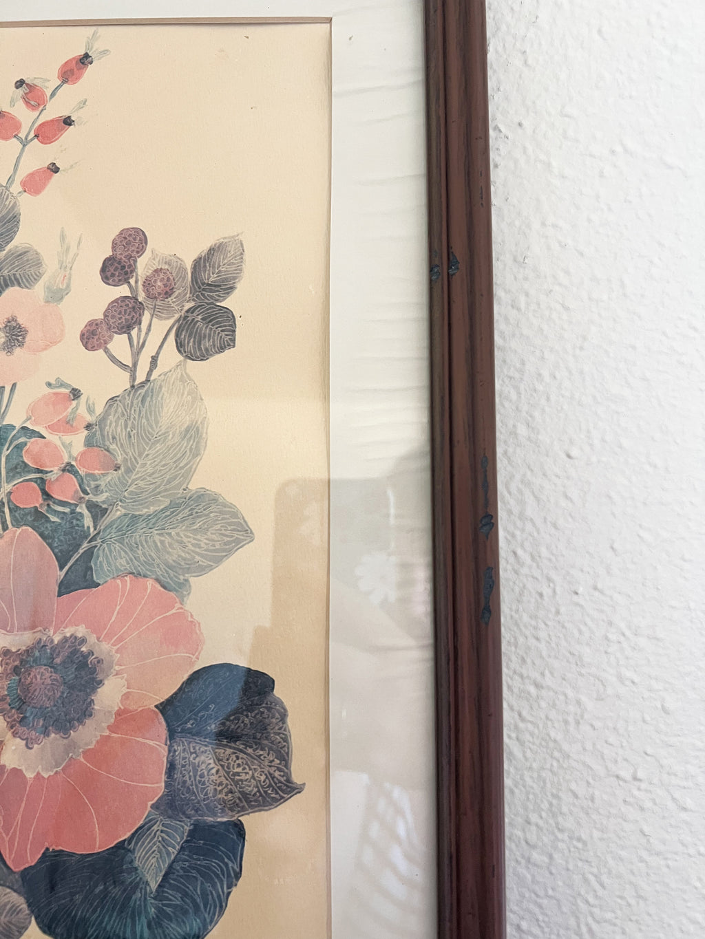 Framed Floral Lithograph Print