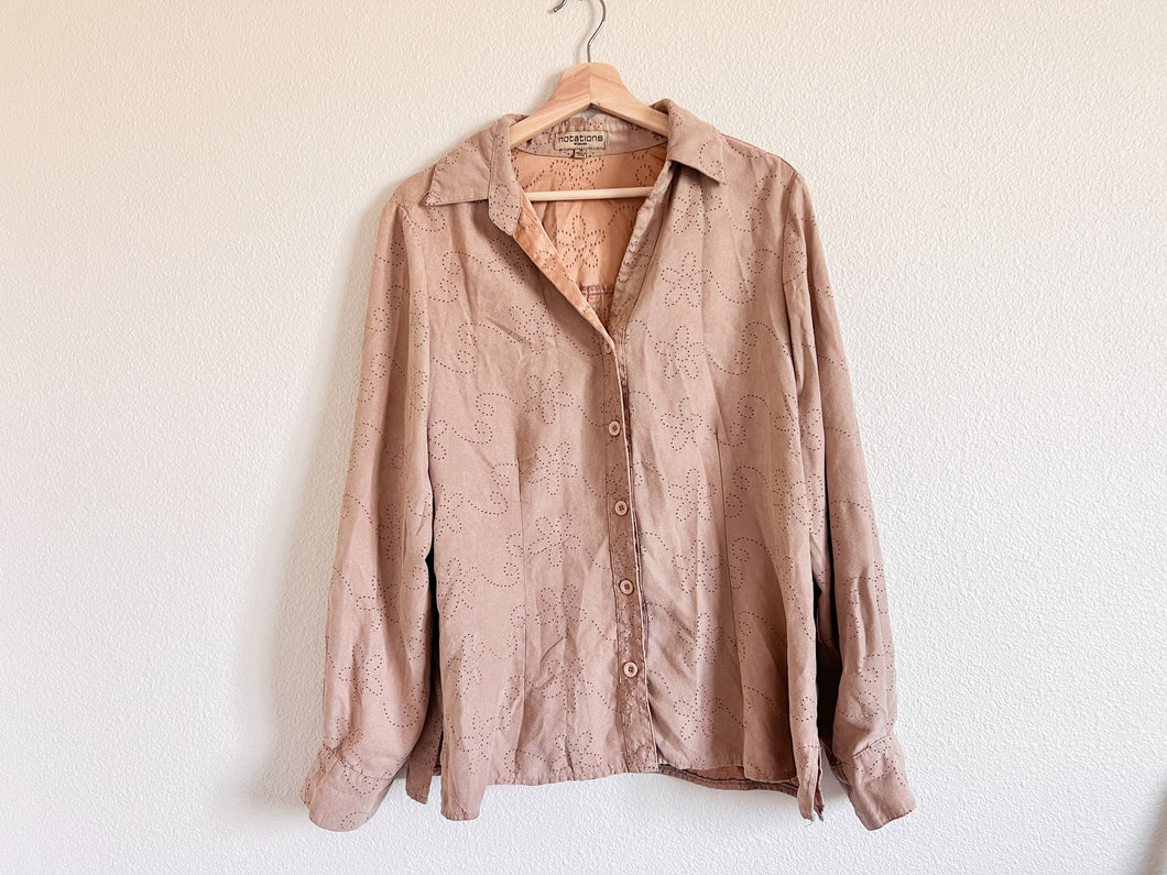 Floral Suede Button Up - Size 1X