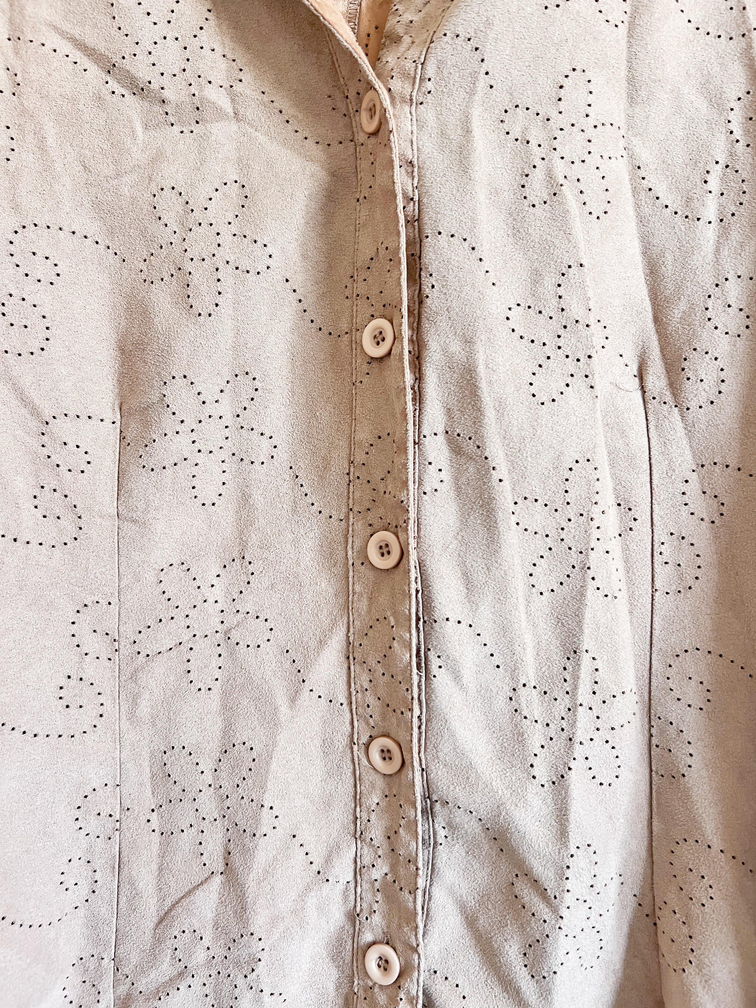 Floral Suede Button Up - Size 1X