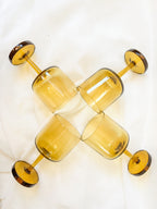 Mid Century Pitcher with Matching Amber Glasses