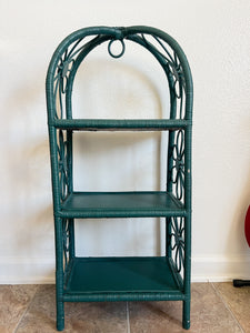 Green Three Tier Wicker Shelf