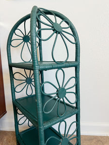 Green Three Tier Wicker Shelf