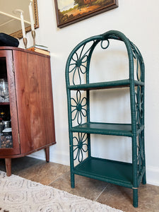 Green Three Tier Wicker Shelf