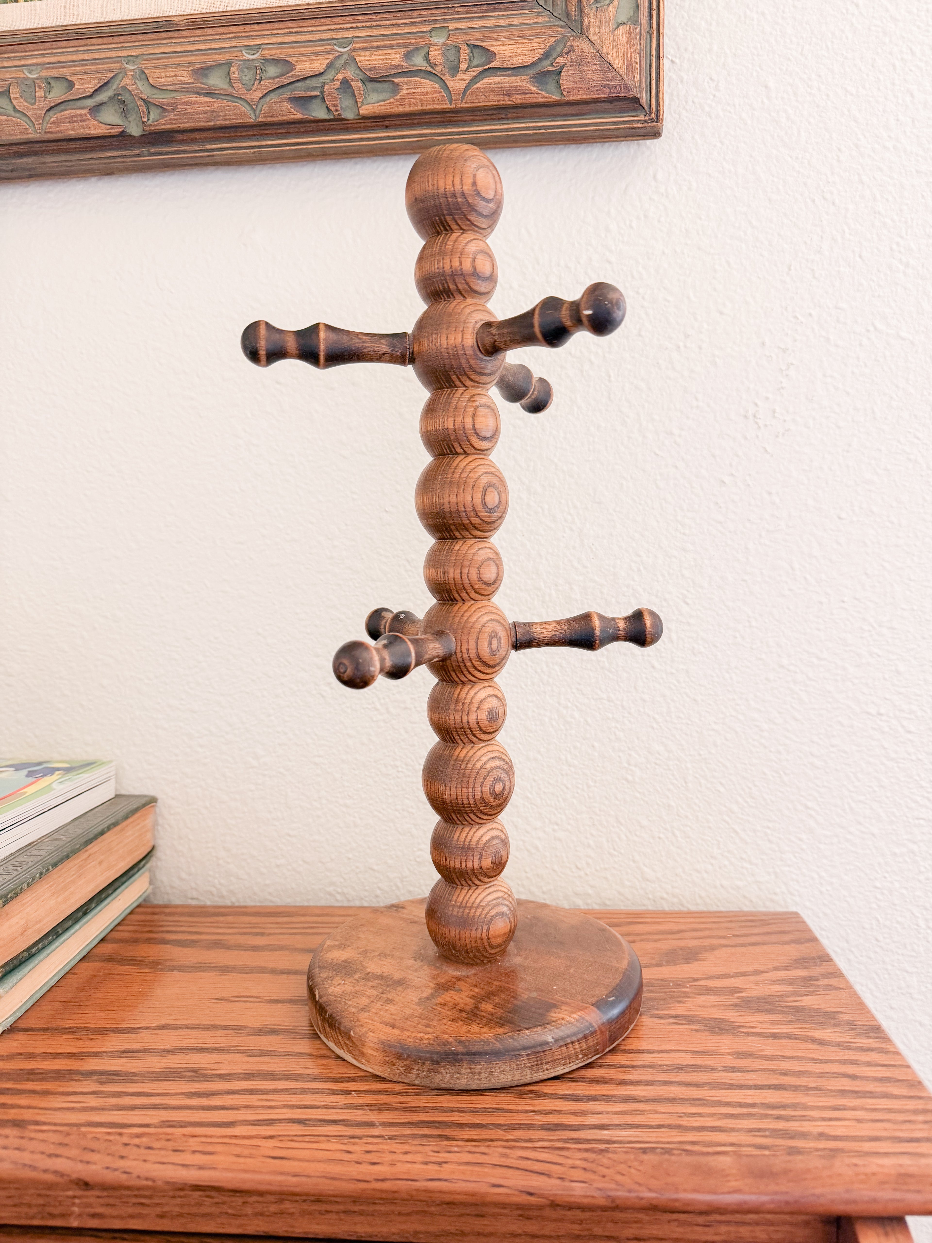 Vintage Wooden Mug Tree