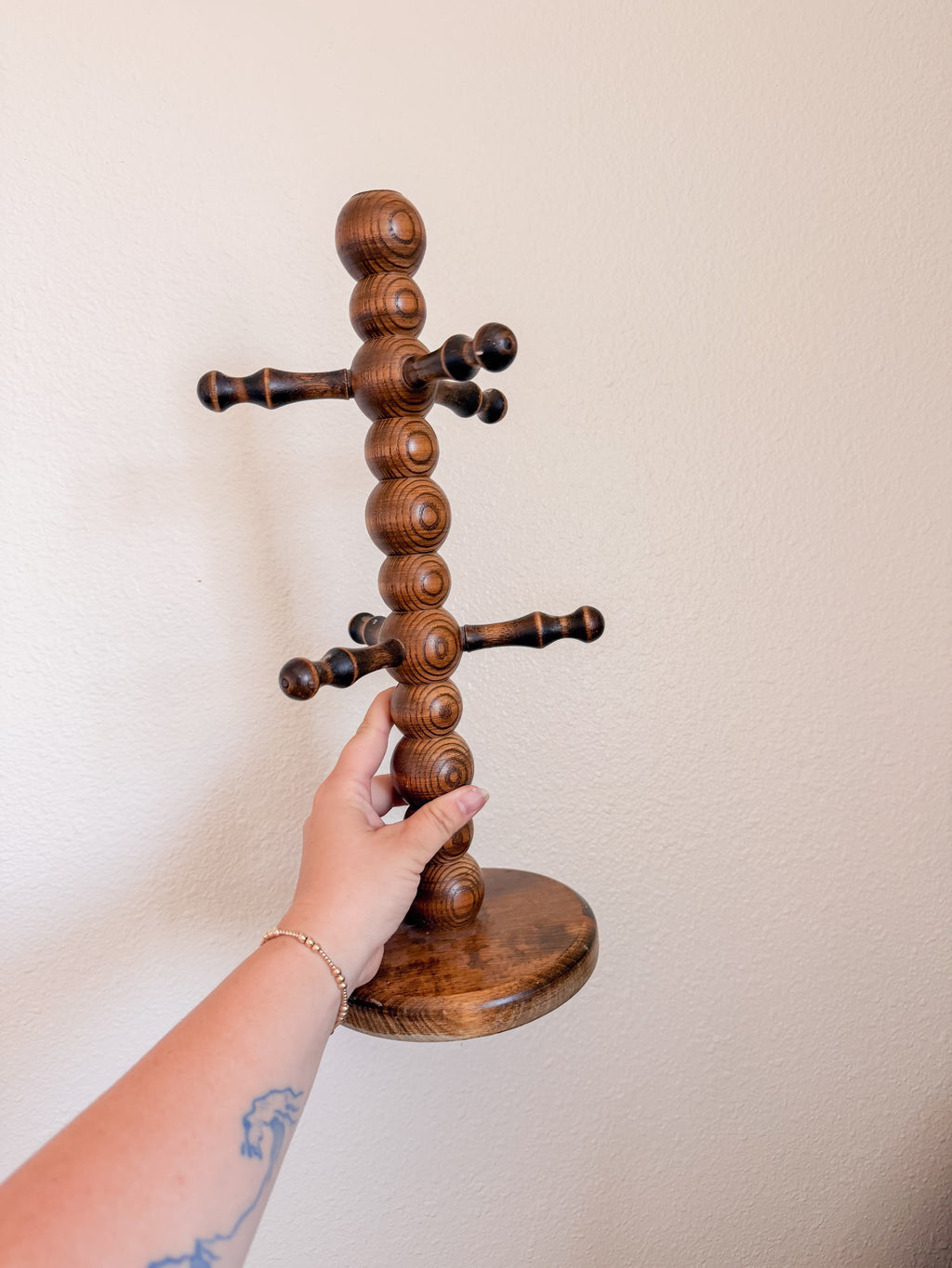 Vintage Wooden Mug Tree