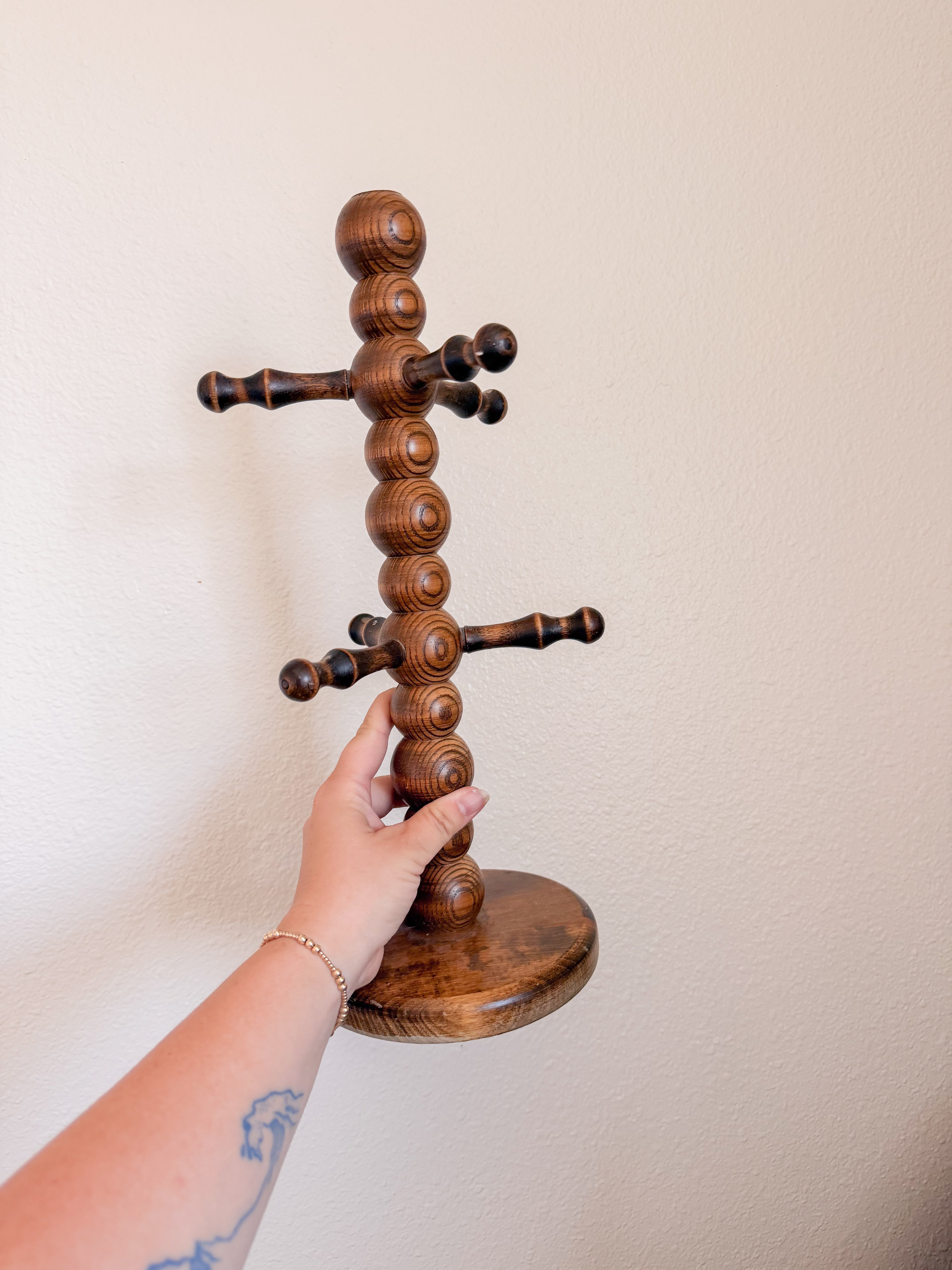 Vintage Wooden Mug Tree