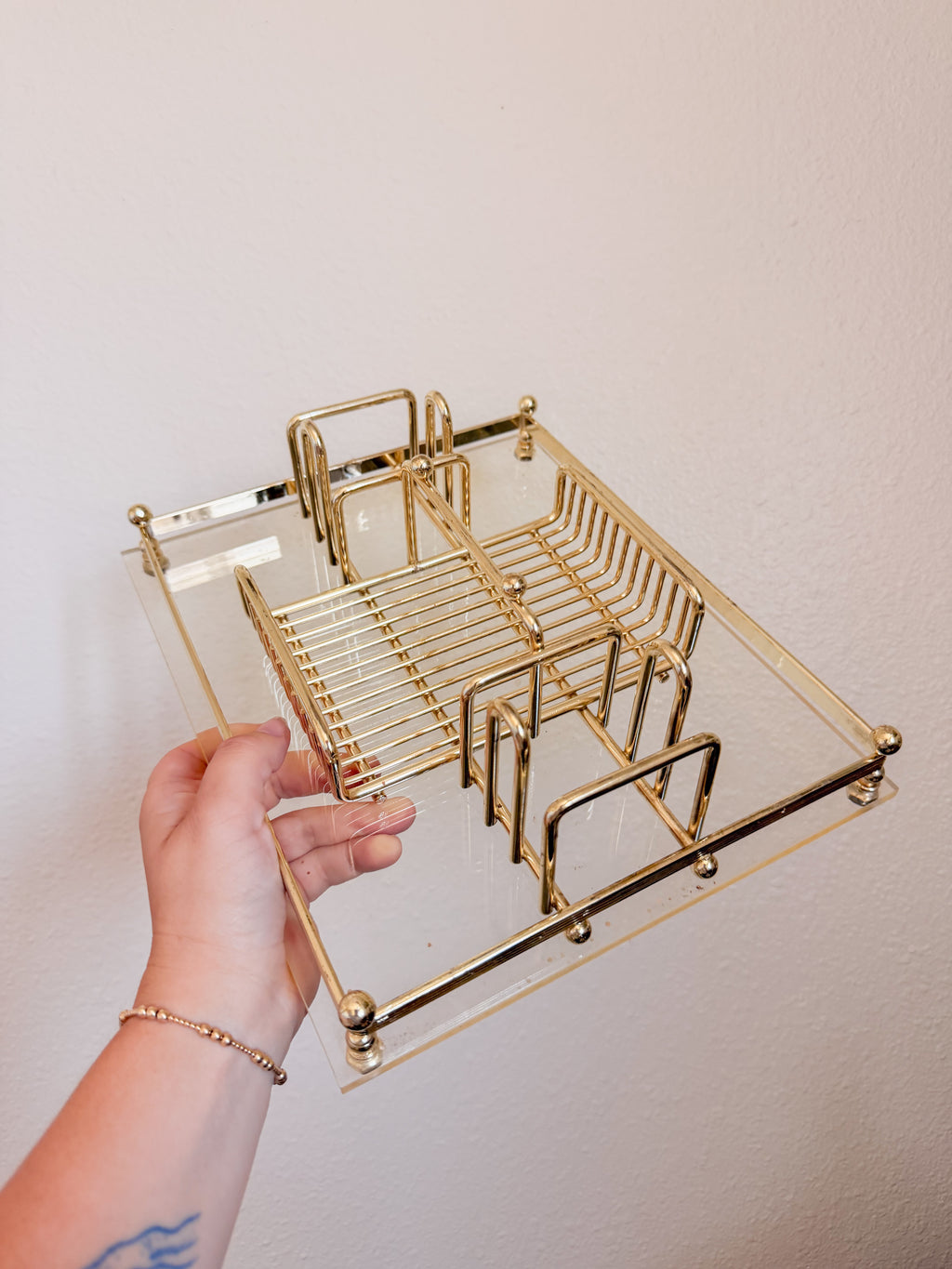 Gold and Lucite Organizer