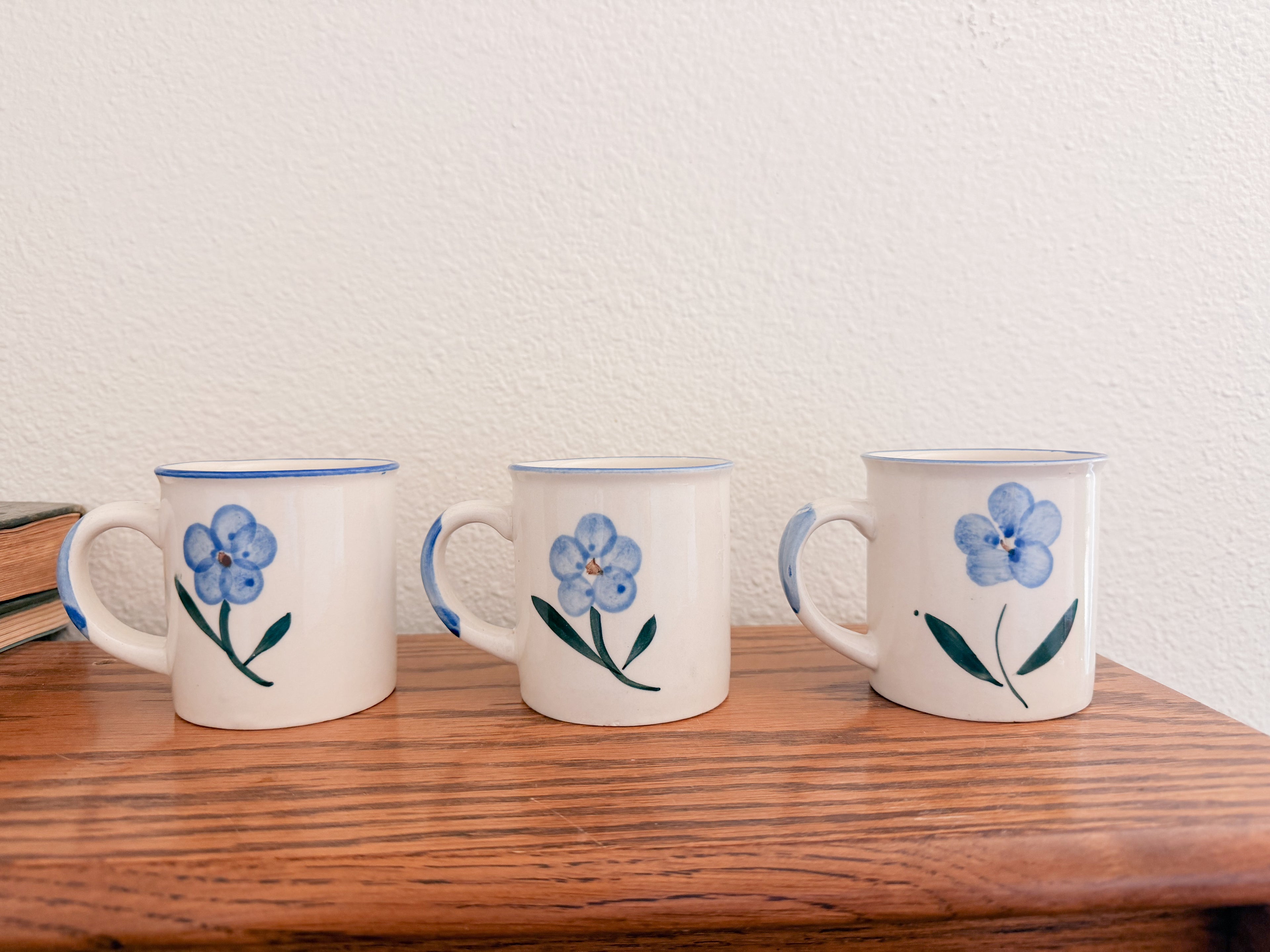 Trio of Blue Flower Mugs