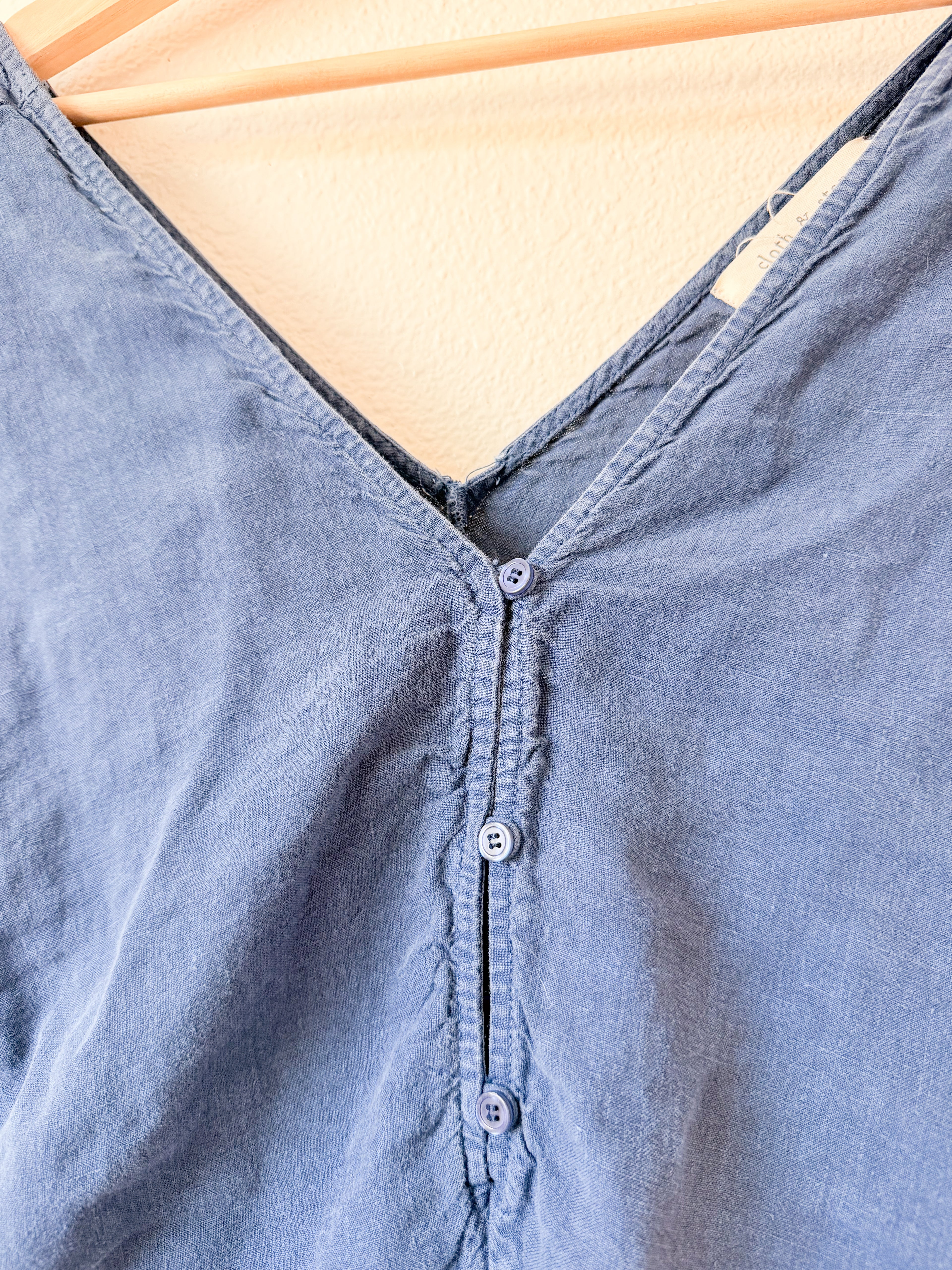 Blue Linen Jumpsuit - Size Small