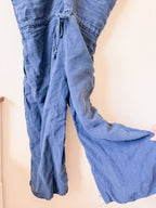 Blue Linen Jumpsuit - Size Small