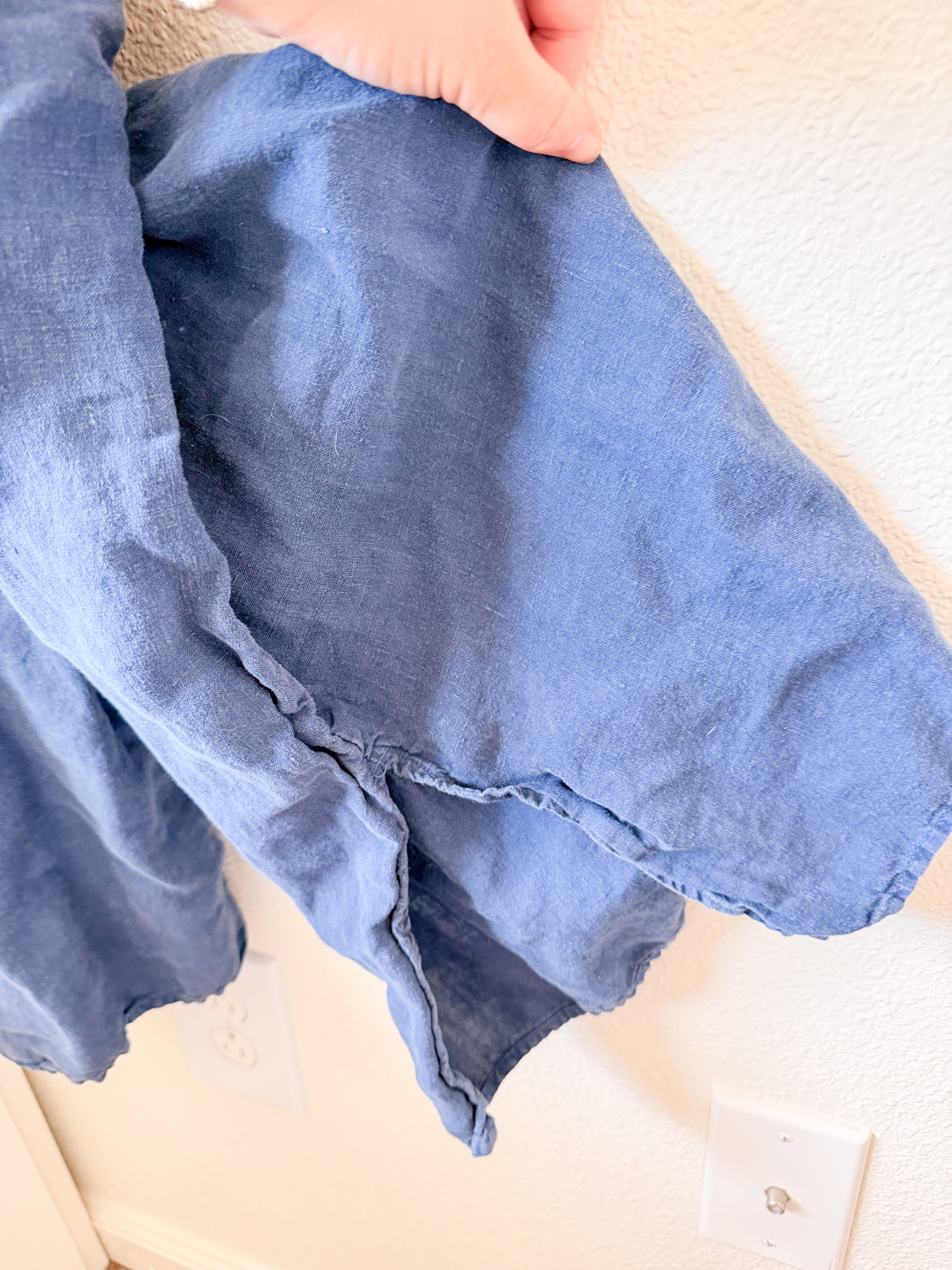 Blue Linen Jumpsuit - Size Small