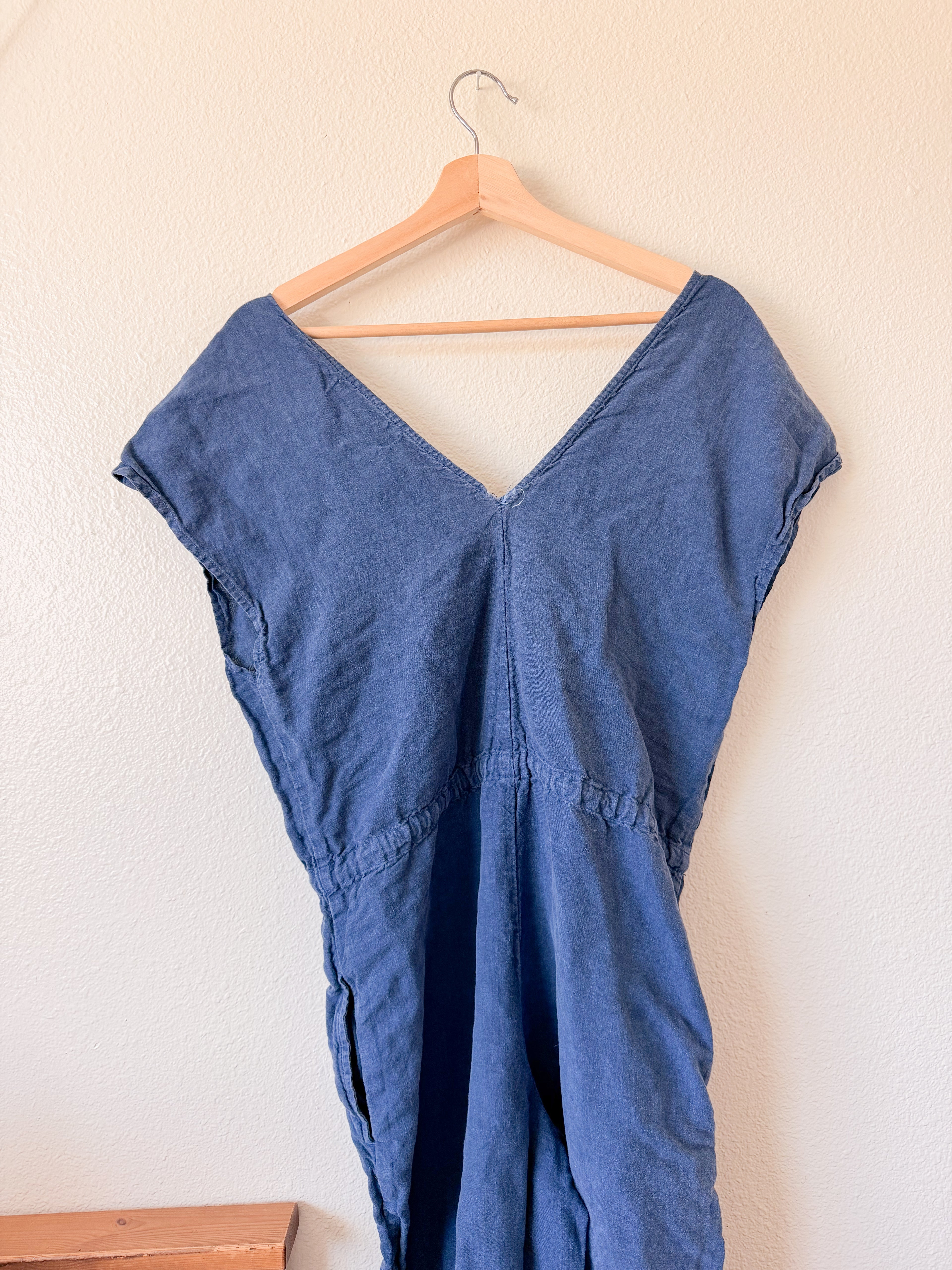 Blue Linen Jumpsuit - Size Small