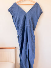 Load image into Gallery viewer, Blue Linen Jumpsuit - Size Small
