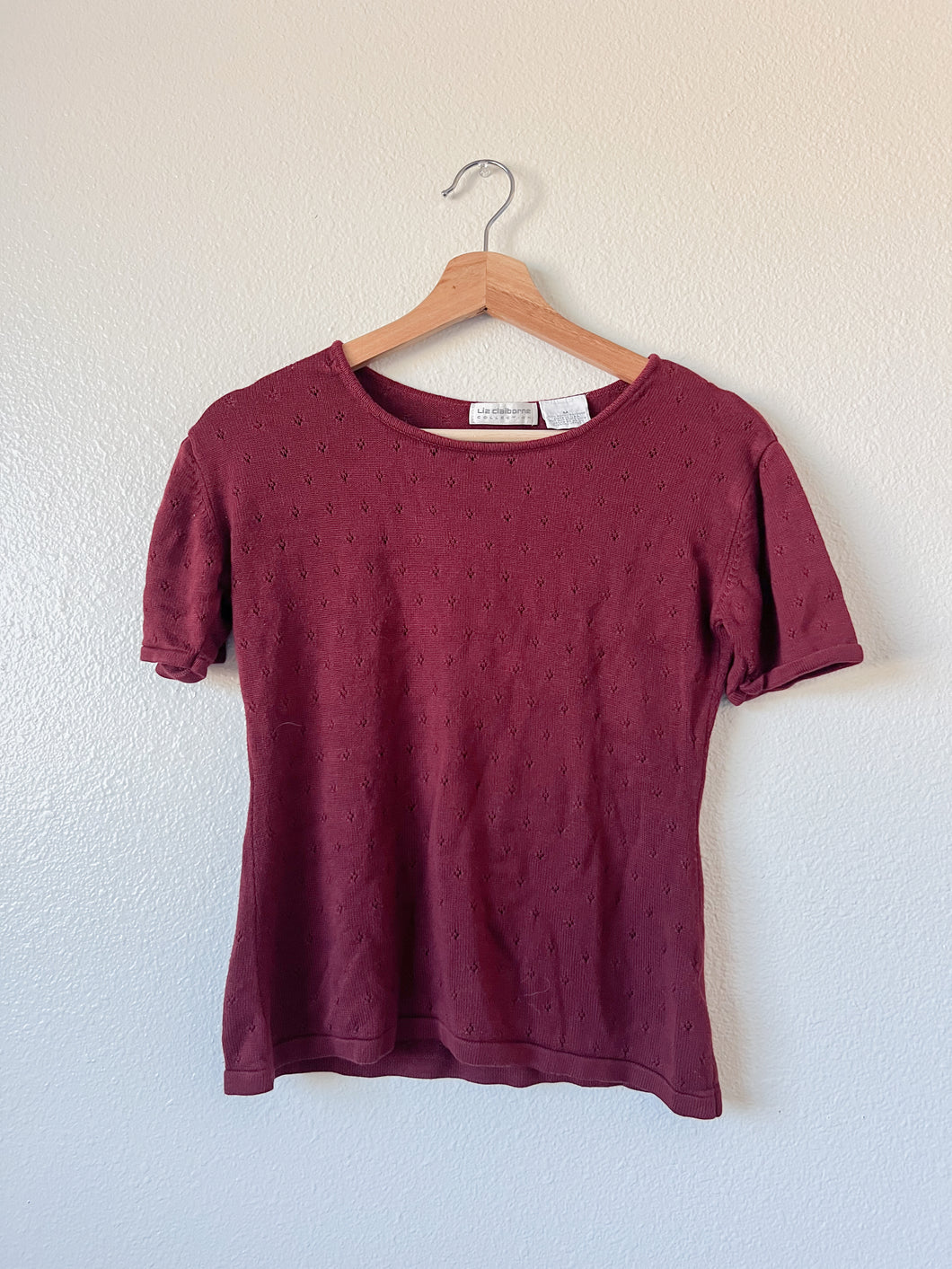 Maroon Short Sleeved Sweater - Size M