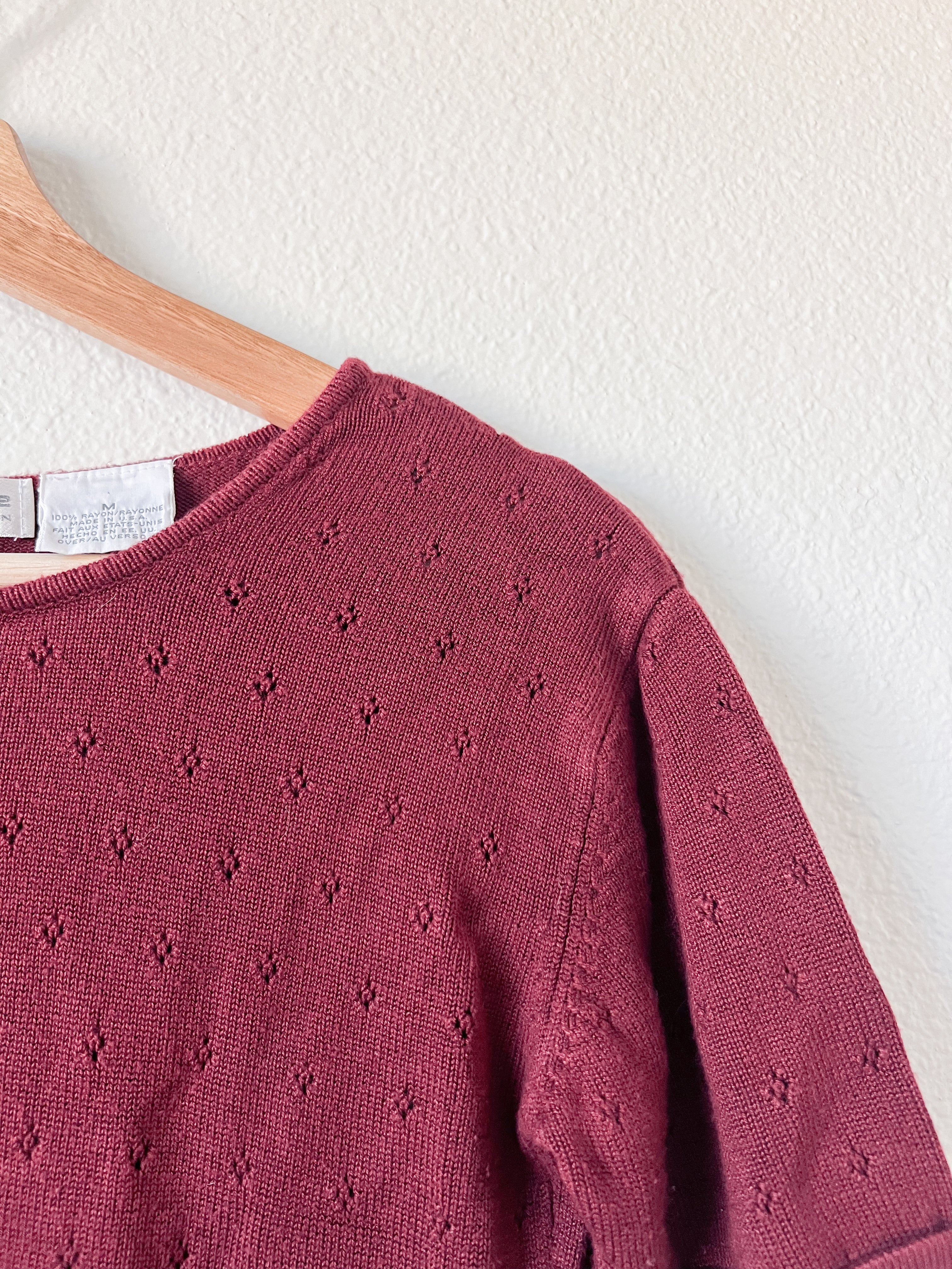Maroon Short Sleeved Sweater - Size M