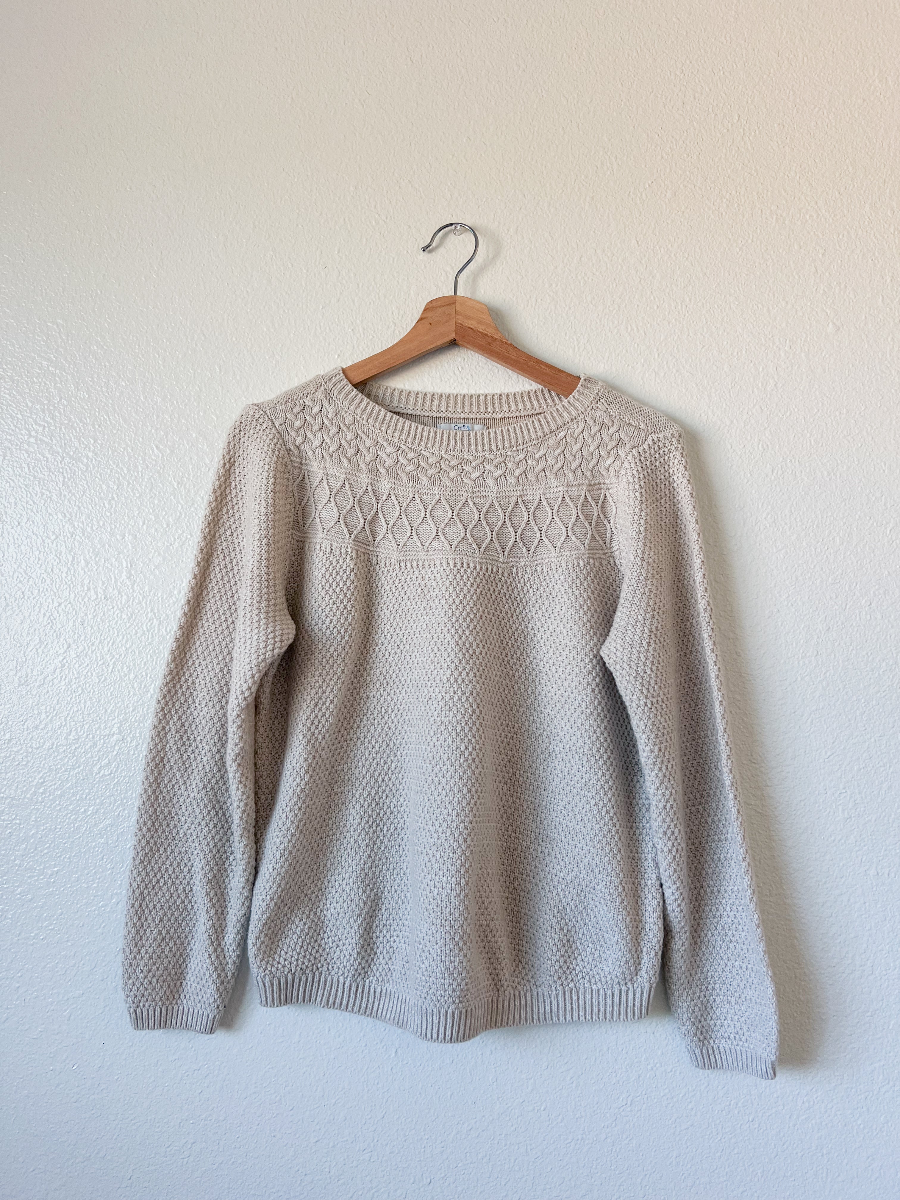 Oatmeal Colored Sweater - Size L