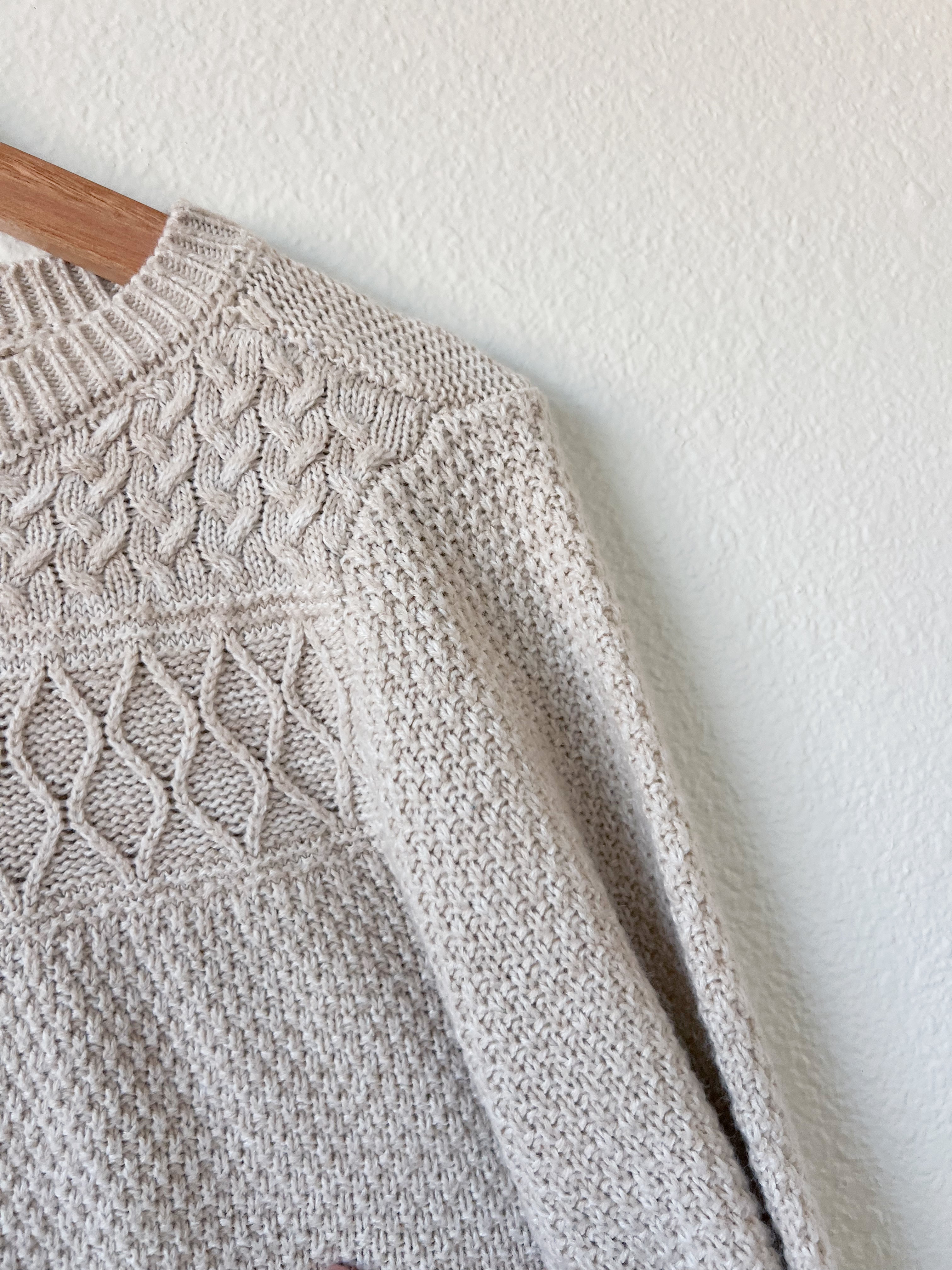 Oatmeal Colored Sweater - Size L