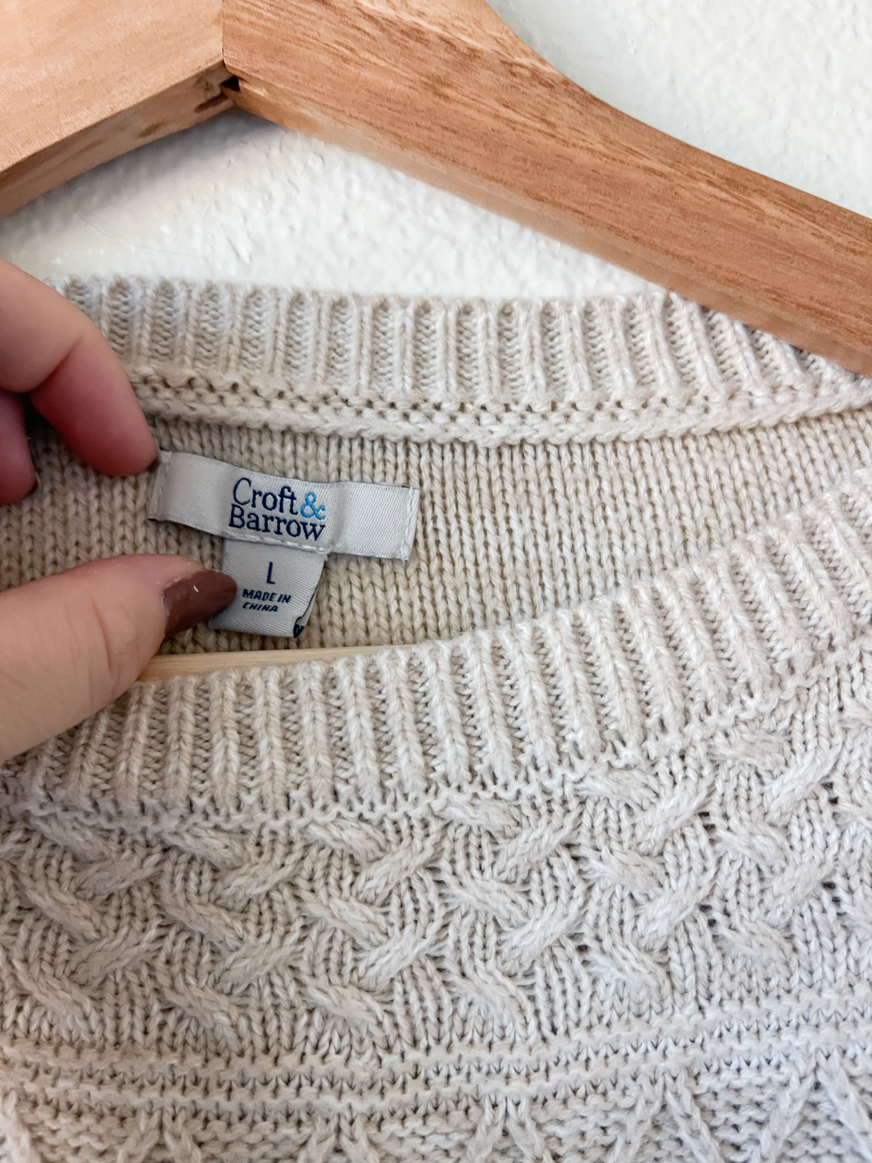 Oatmeal Colored Sweater - Size L